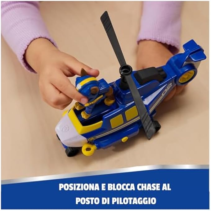 AIR RESCUE POLICE HELICOPTER WITH COLLECTIBLE CHASE FIGURE, RESCUE VEHICLE WITH LAUNCHER AND 2 BULLETS, TOYS FOR BOYS AND GIRLS AGES 3+ - Image 3
